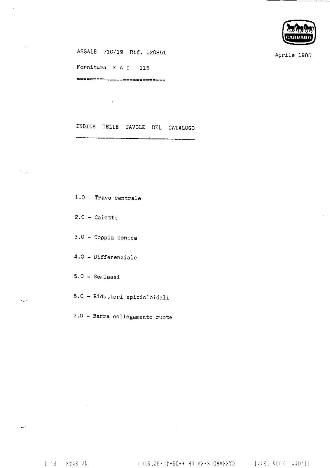 Carraro 710/19 Axle Parts Catalog (Ref. 120851) – cover