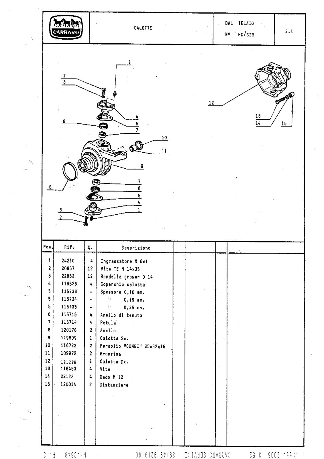 Carraro 710/19 Axle Parts Catalog (Ref. 120851) – sample page 1
