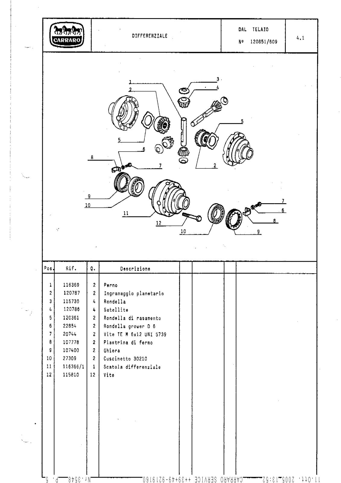 Carraro 710/19 Axle Parts Catalog (Ref. 120851) – sample page 2