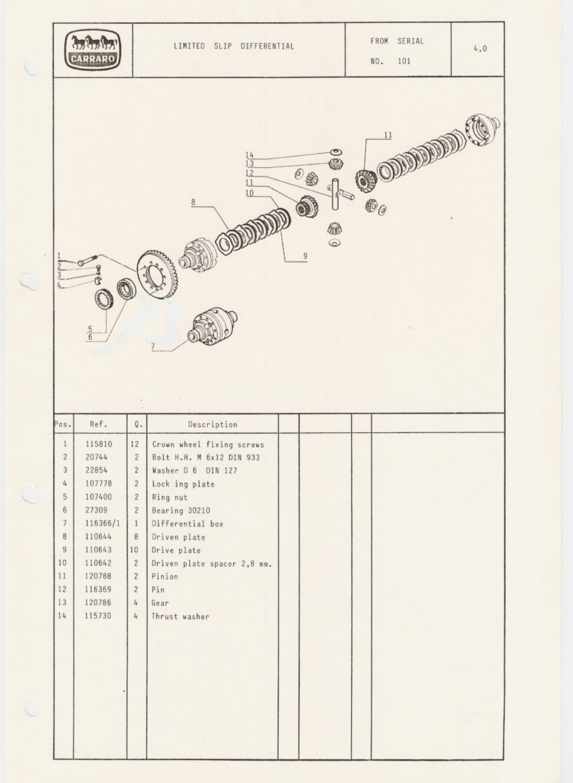 Carraro 710/20 Front Axle Parts Catalog (Ref. 122889) – sample page 2