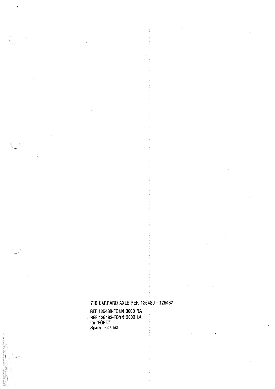 Carraro Axle Parts Catalog for Ford (Ref. 126480, 126482) – cover