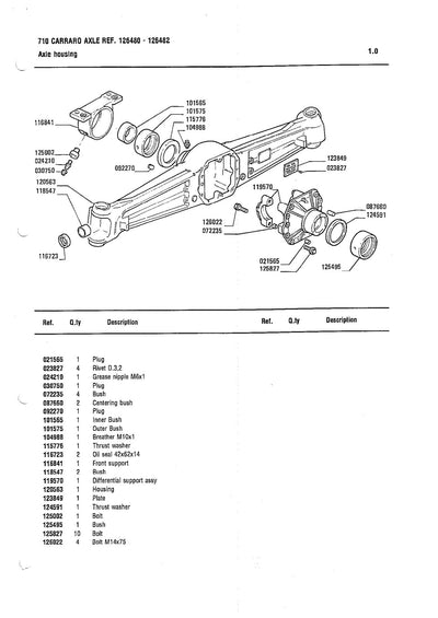 Carraro Axle Parts Catalog for Ford (Ref. 126480, 126482) – sample page 1