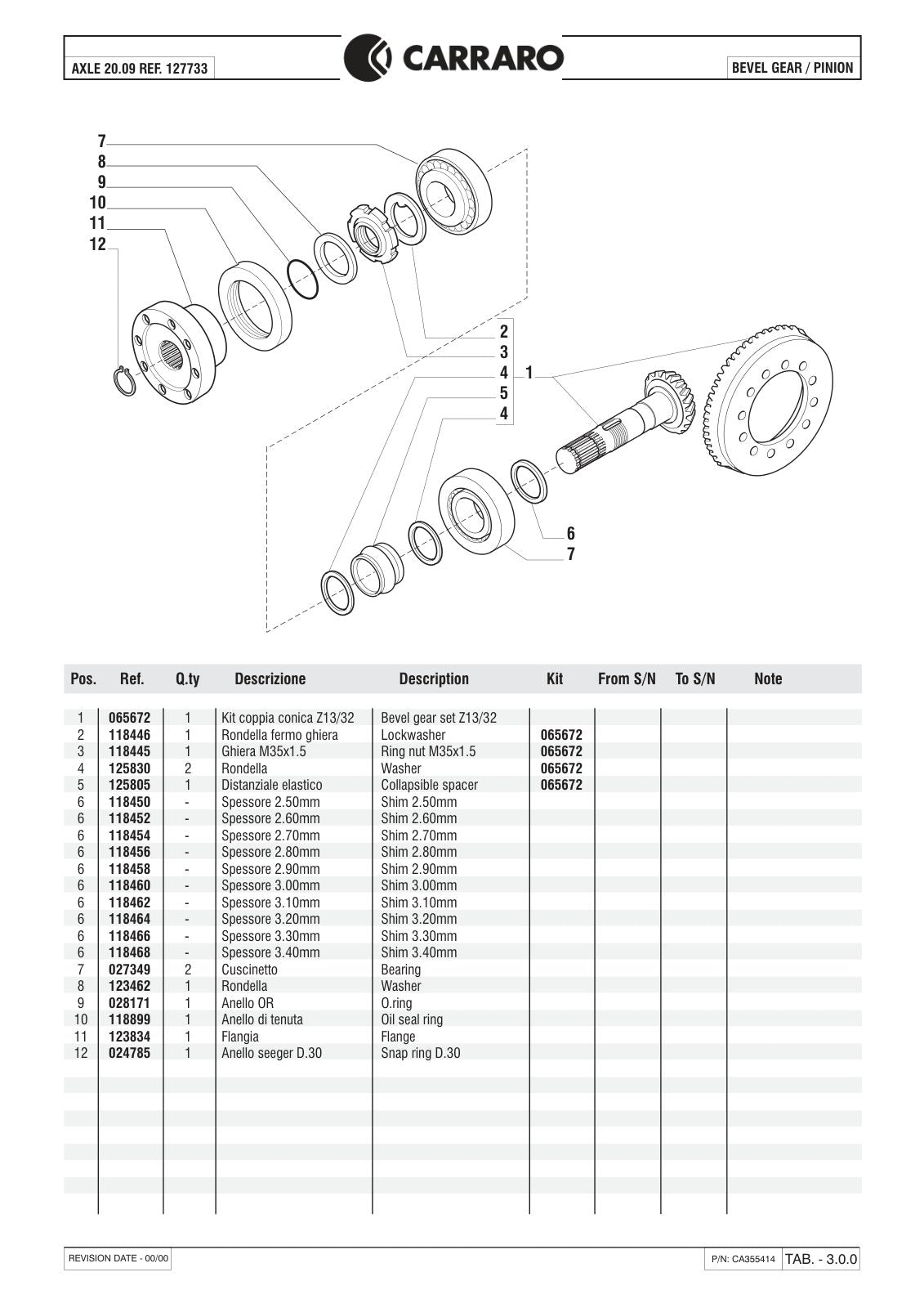 Carraro 20.09 Axle Parts Catalog (Ref. 127733) – sample page 2
