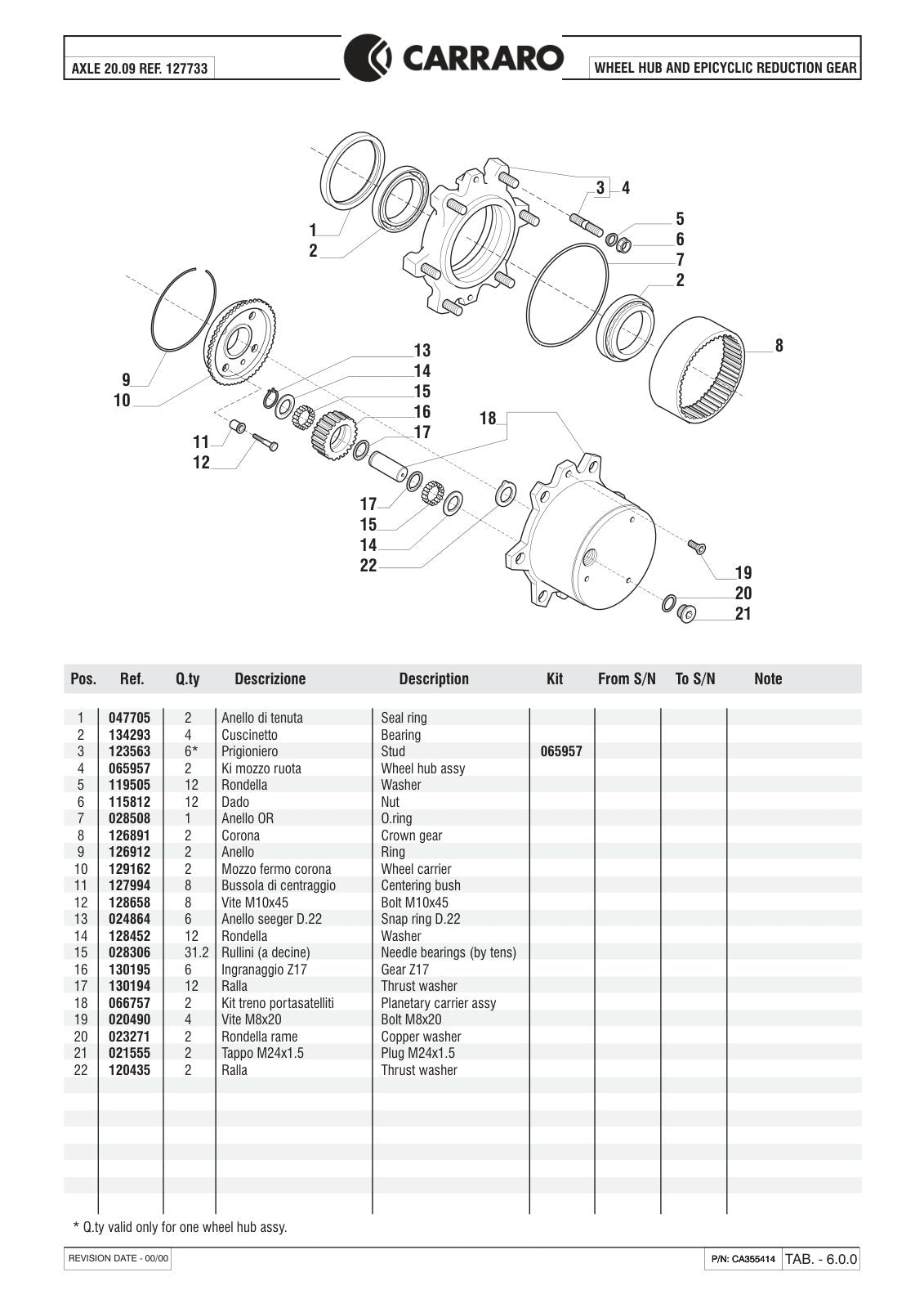 Carraro 20.09 Axle Parts Catalog (Ref. 127733) – sample page 3