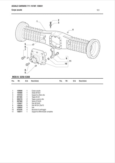 Carraro Axle Parts Catalog for FKI-FAI (Ref. 128031) – sample page 1