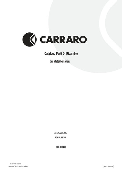 Carraro 28.38E Axle Parts Catalog (Ref. 128419) – cover