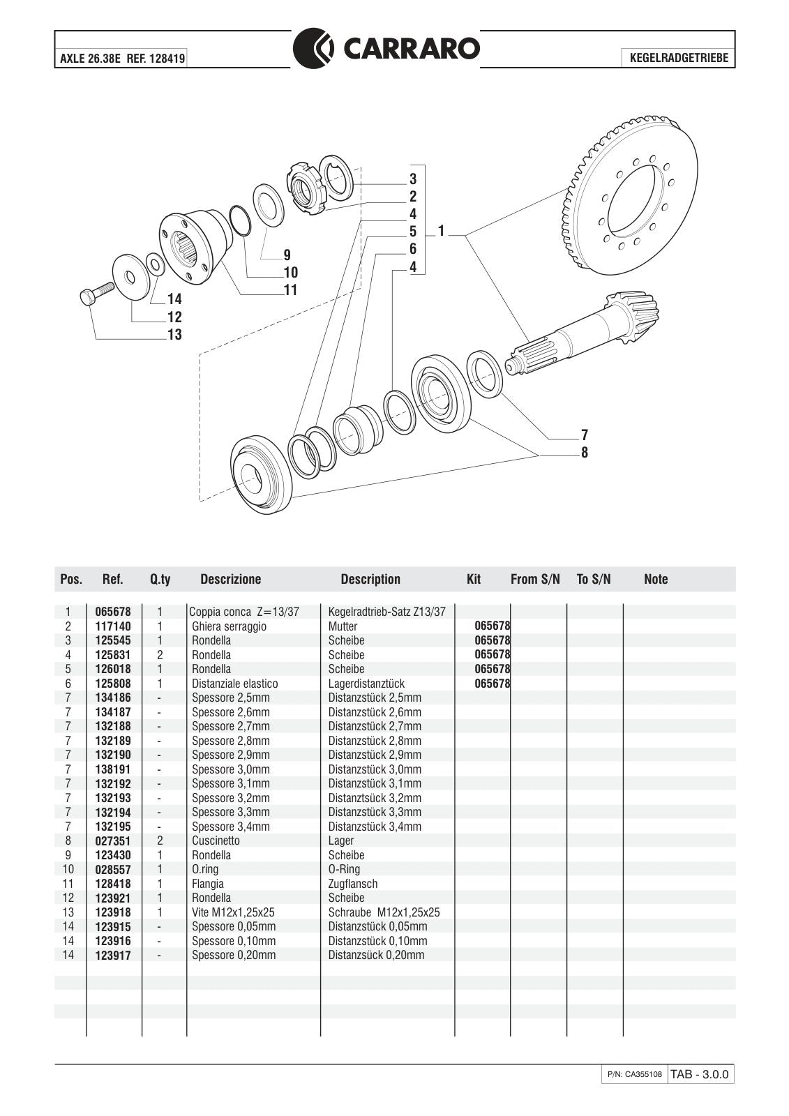 Carraro 28.38E Axle Parts Catalog (Ref. 128419) – sample page 2