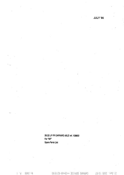 Carraro 26.22 LP FR Axle Parts Catalog for Massey Ferguson (Ref. 128802) – cover