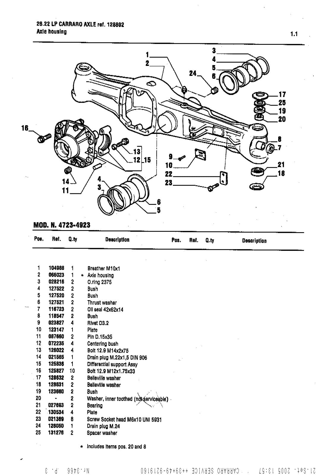 Carraro 26.22 LP FR Axle Parts Catalog for Massey Ferguson (Ref. 128802) – sample page 1