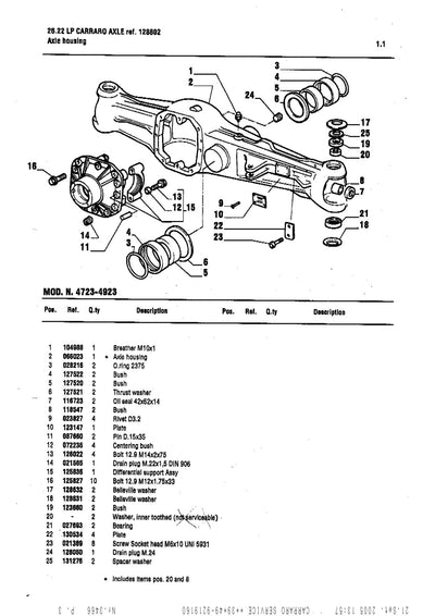 Carraro 26.22 LP FR Axle Parts Catalog for Massey Ferguson (Ref. 128802) – sample page 1