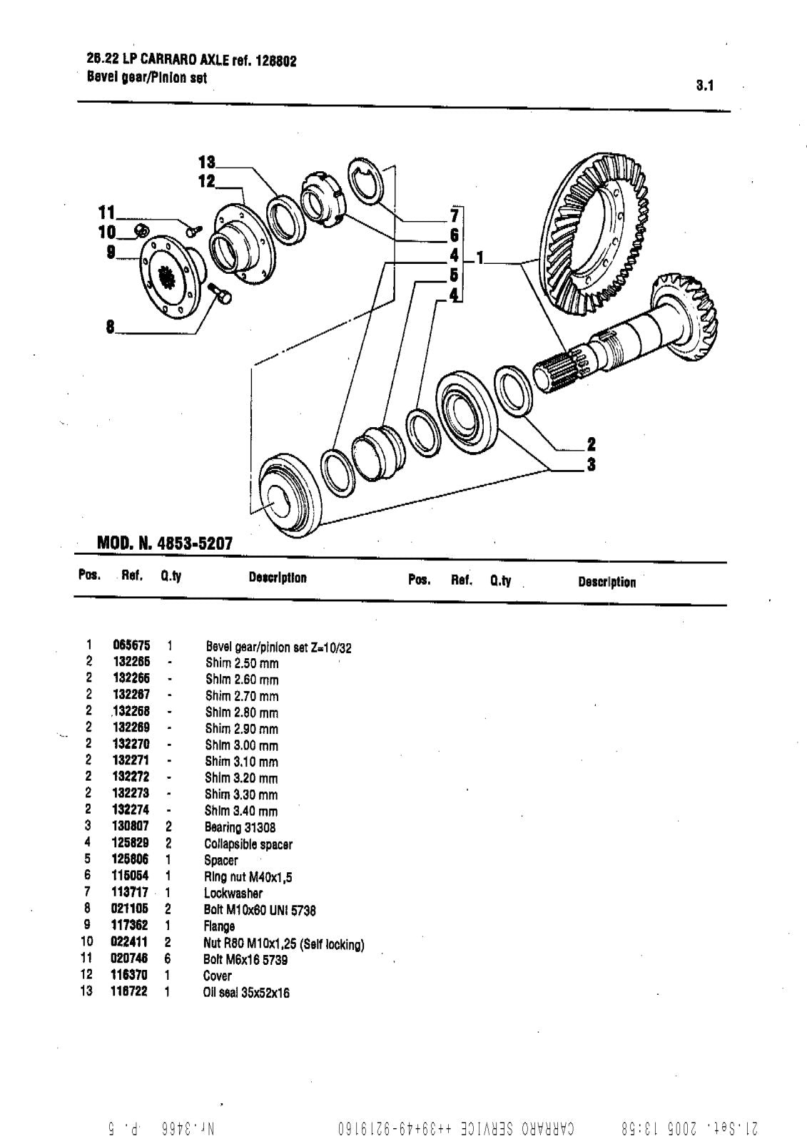 Carraro 26.22 LP FR Axle Parts Catalog for Massey Ferguson (Ref. 128802) – sample page 2