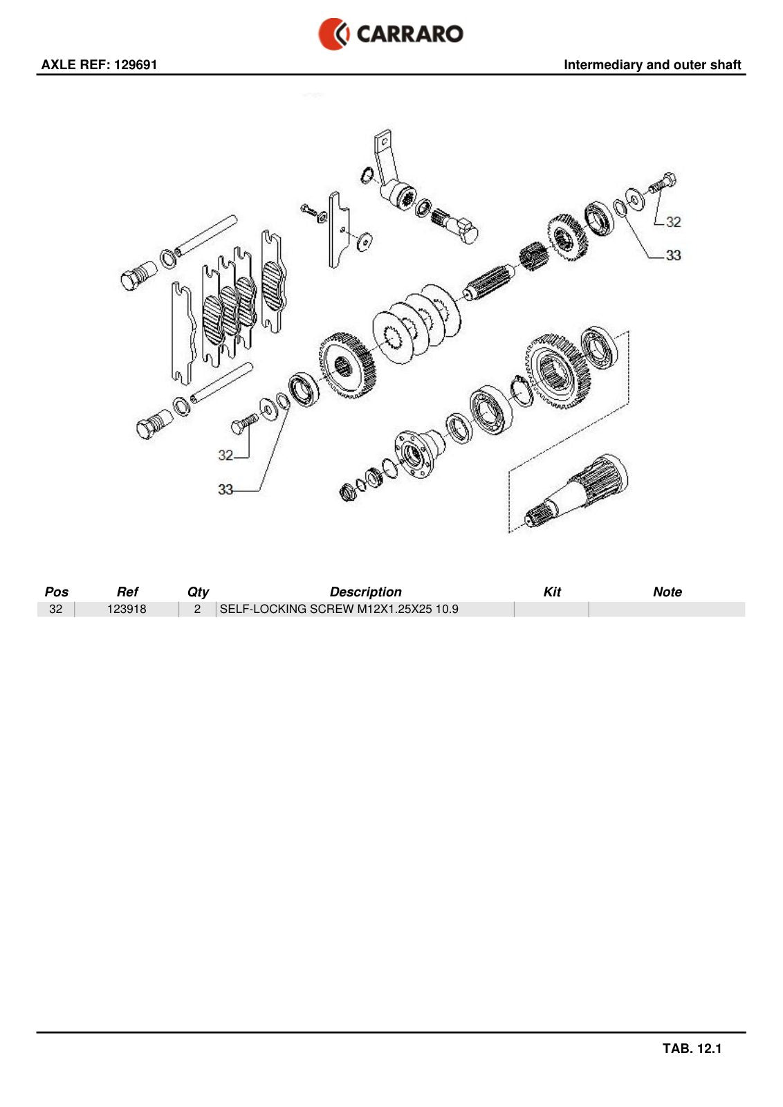 Carraro Axle Parts Catalog (Ref. 129691) – sample page 3