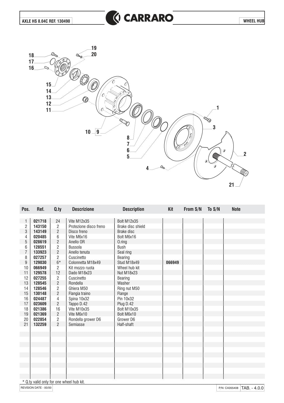 Carraro HS 8.04C Axle Parts Catalog (Ref. 130490) – sample page 2