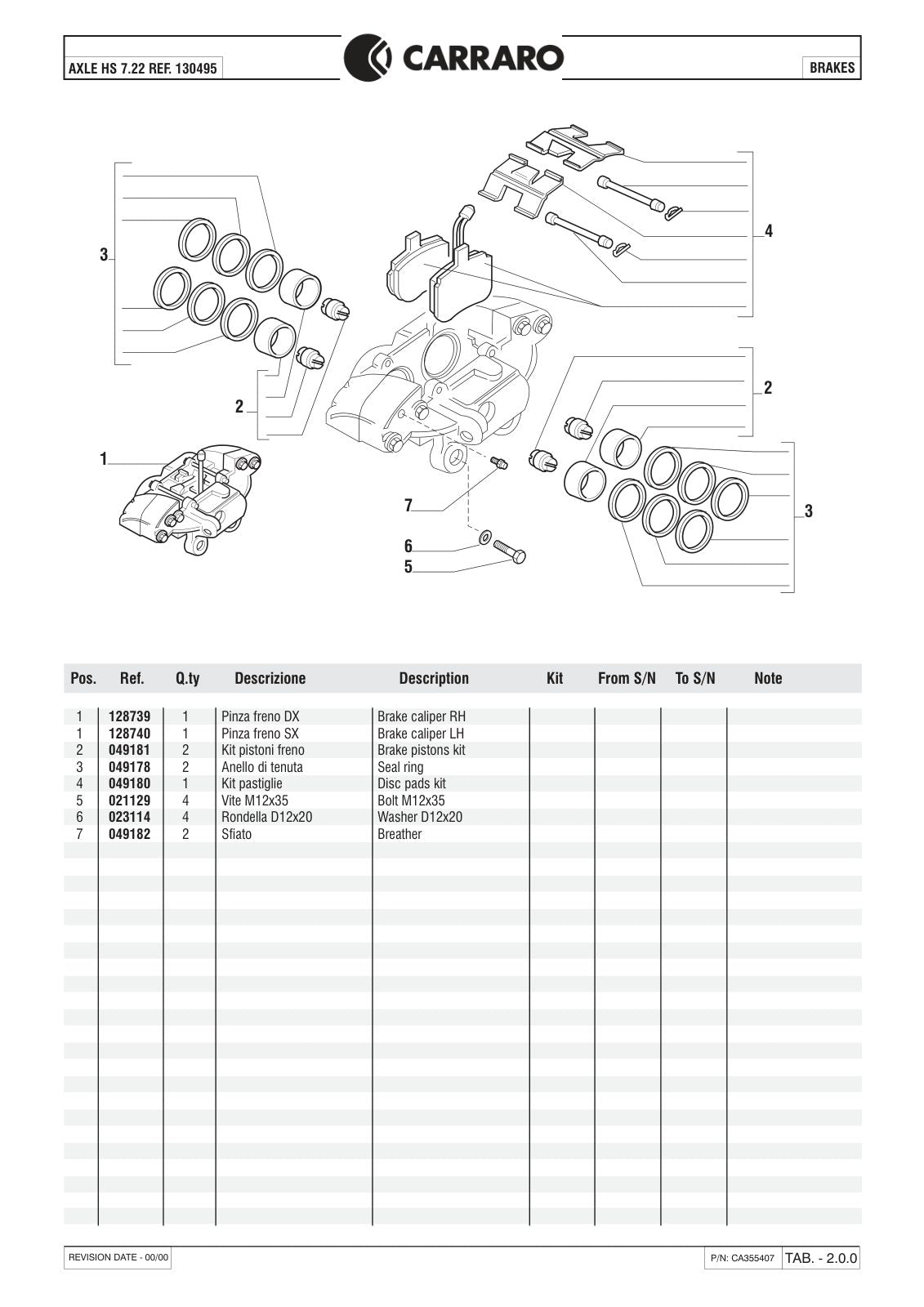 Carraro HS 7.22 Axle Parts Catalog (Ref. 130495) – sample page 2