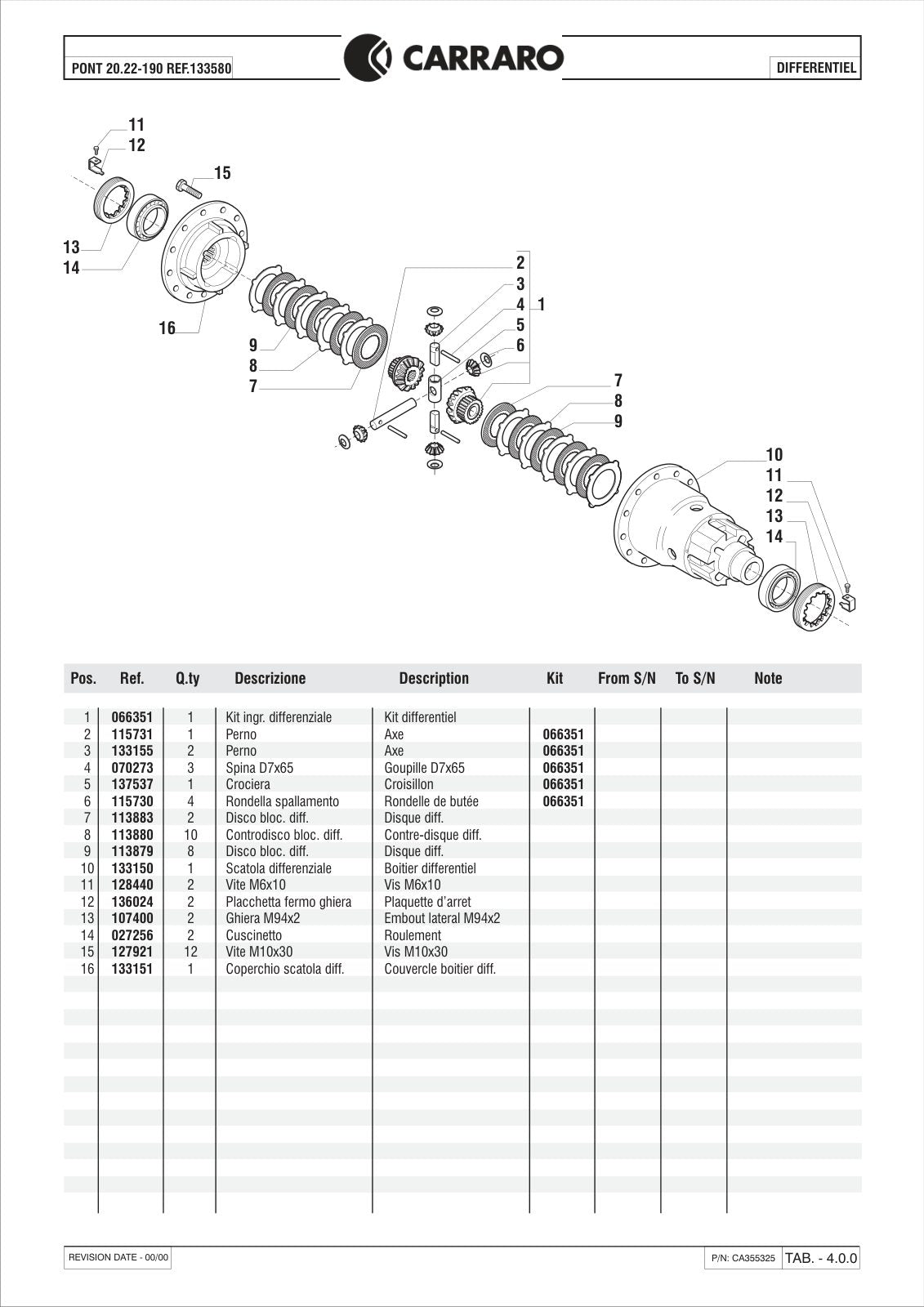 Carraro 20.22-190 Axle Parts Catalog (Ref. 133580) – sample page 2