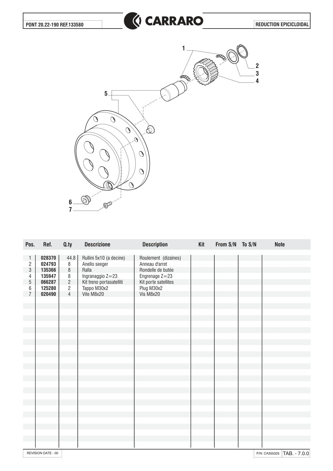Carraro 20.22-190 Axle Parts Catalog (Ref. 133580) – sample page 3
