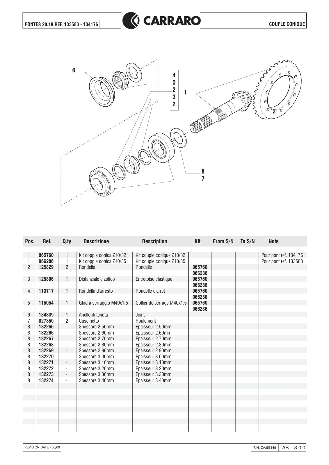 Carraro 20.19 Axle Parts Catalog (Ref. 133583, 134176) – sample page 2