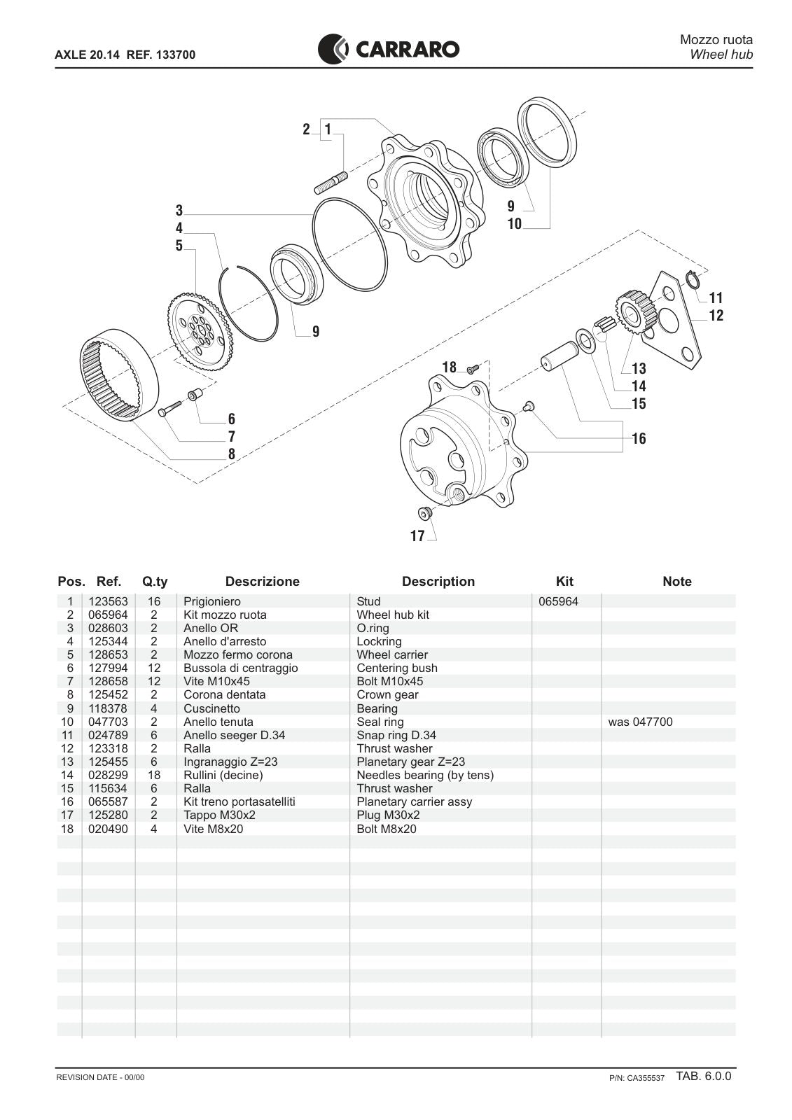 Carraro 20.14 Axle Parts Catalog (Ref. 133700) – sample page 3