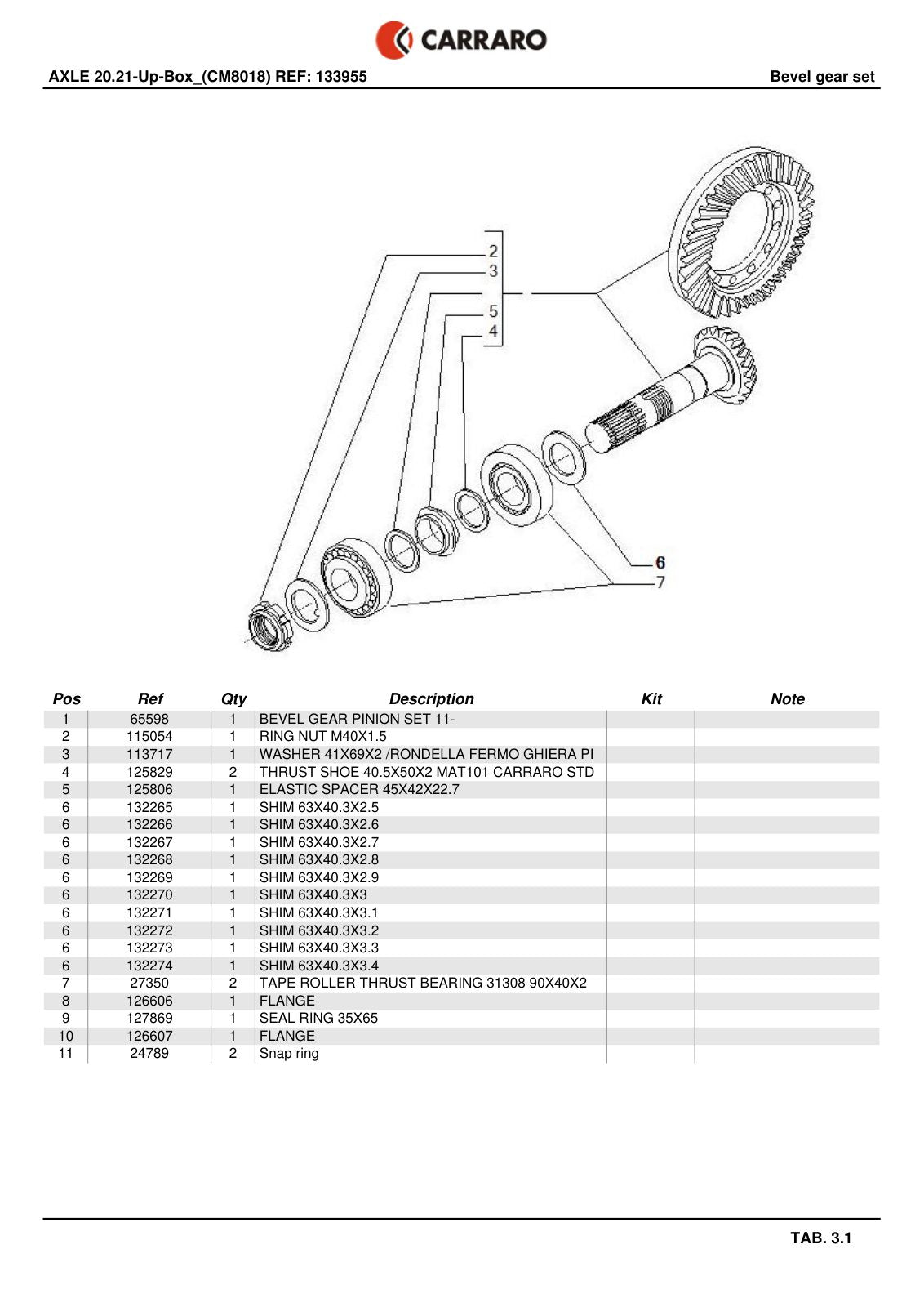 Carraro 20.21-Up-Box Axle Parts Catalog (Ref. 133955) – sample page 2