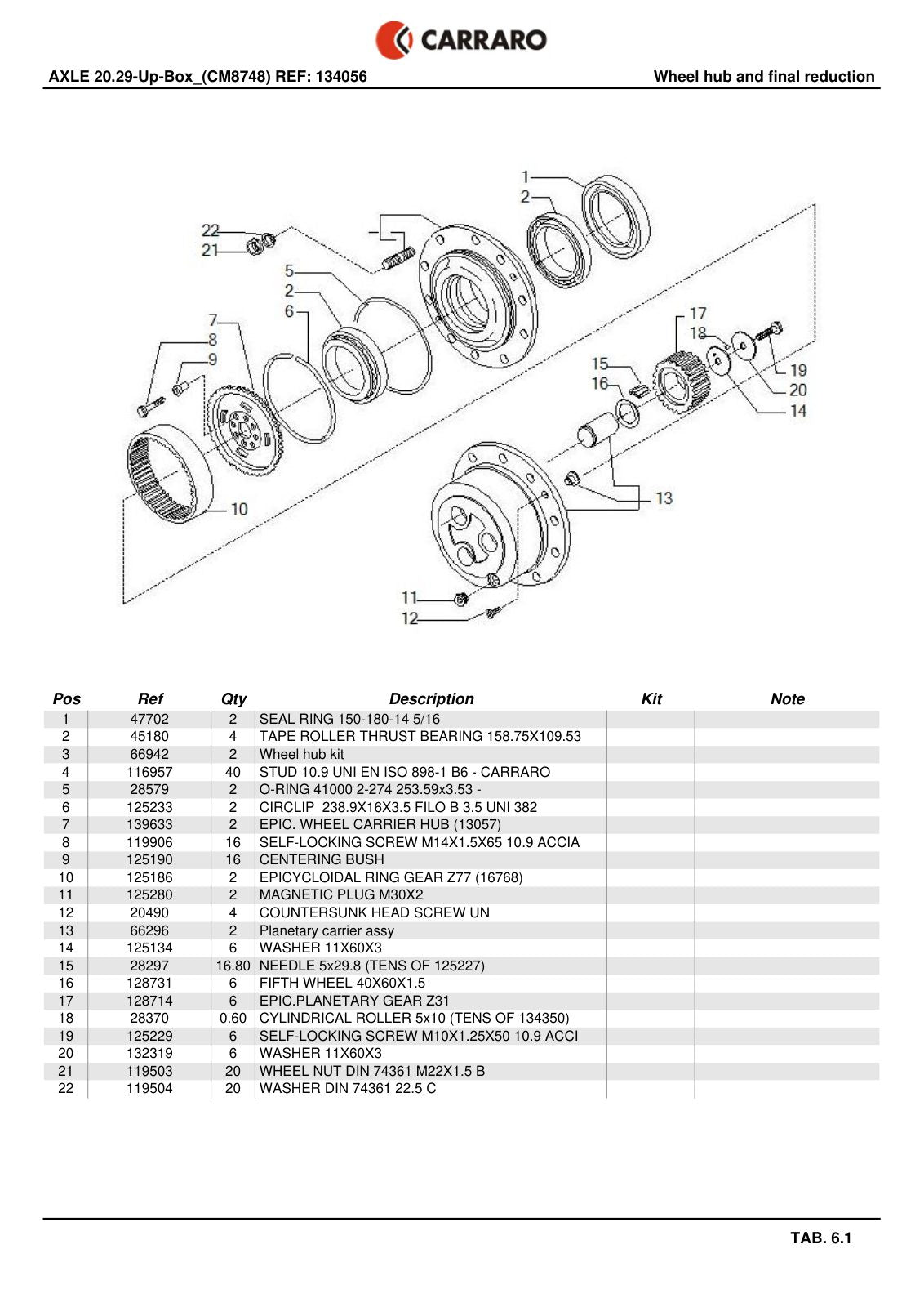 Carraro 20.29-Up-Box Axle Parts Catalog (Ref. 134056) – sample page 3