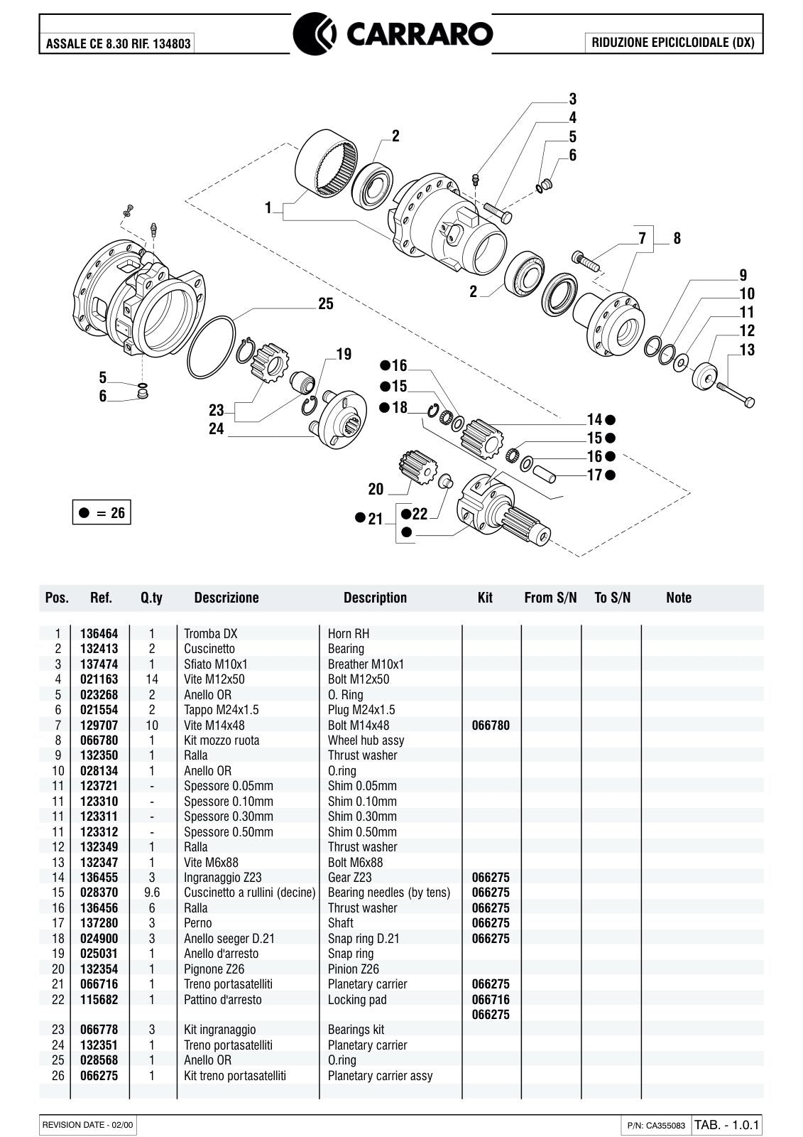 Carraro CE 8.30 Axle Parts Catalog (Ref. 134803) – sample page 1