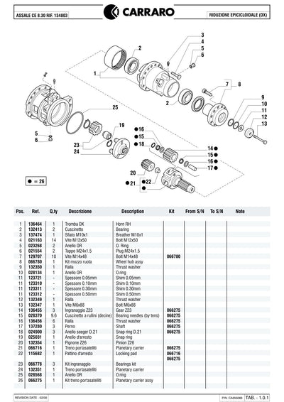 Carraro CE 8.30 Axle Parts Catalog (Ref. 134803) – sample page 1