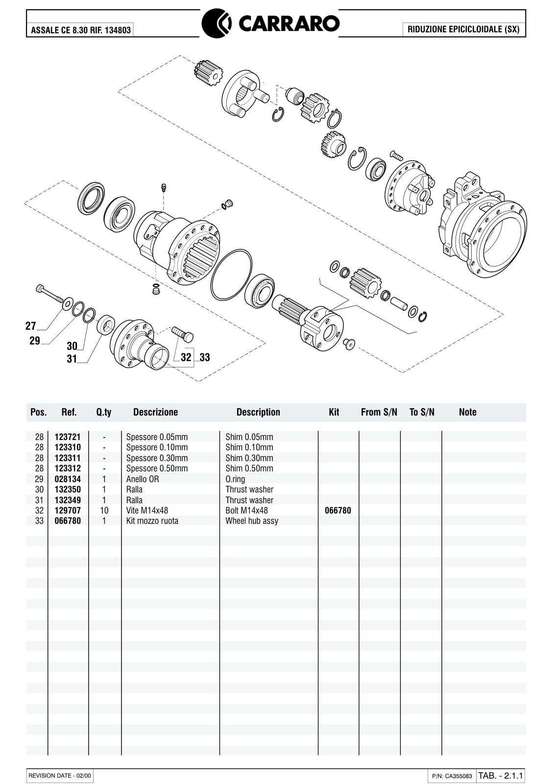 Carraro CE 8.30 Axle Parts Catalog (Ref. 134803) – sample page 2