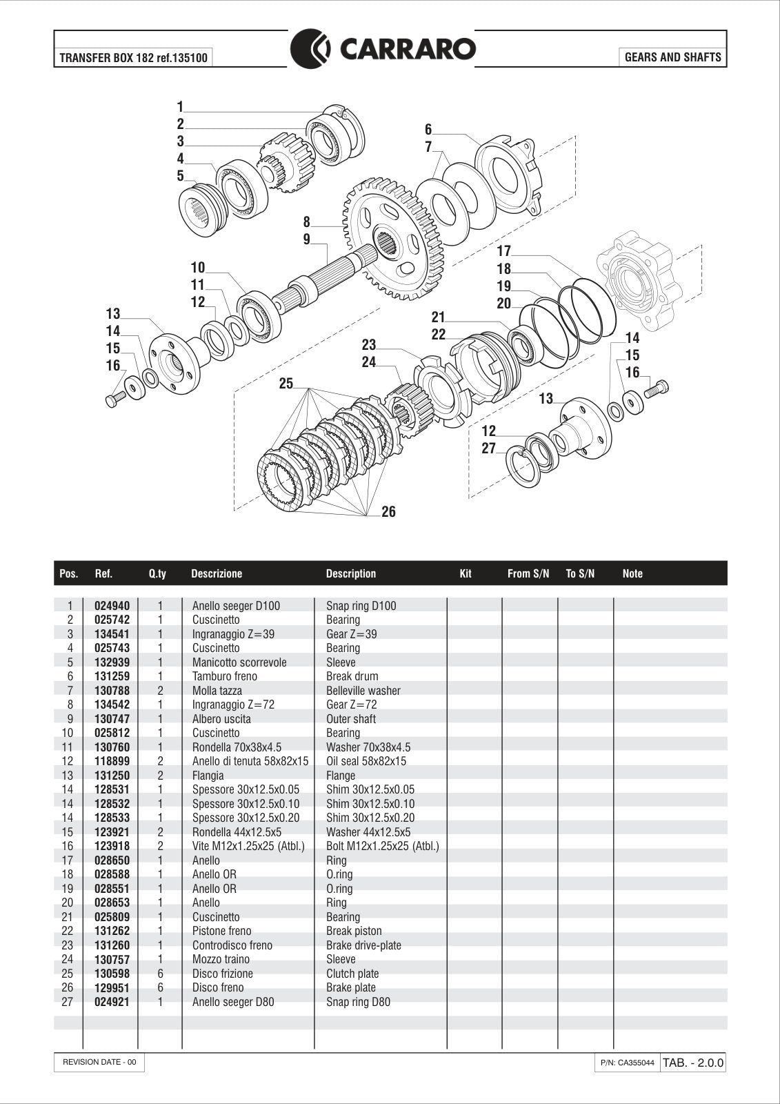 Carraro TB182 Transfer Box Parts Catalog (Ref. 135100) – sample page 2