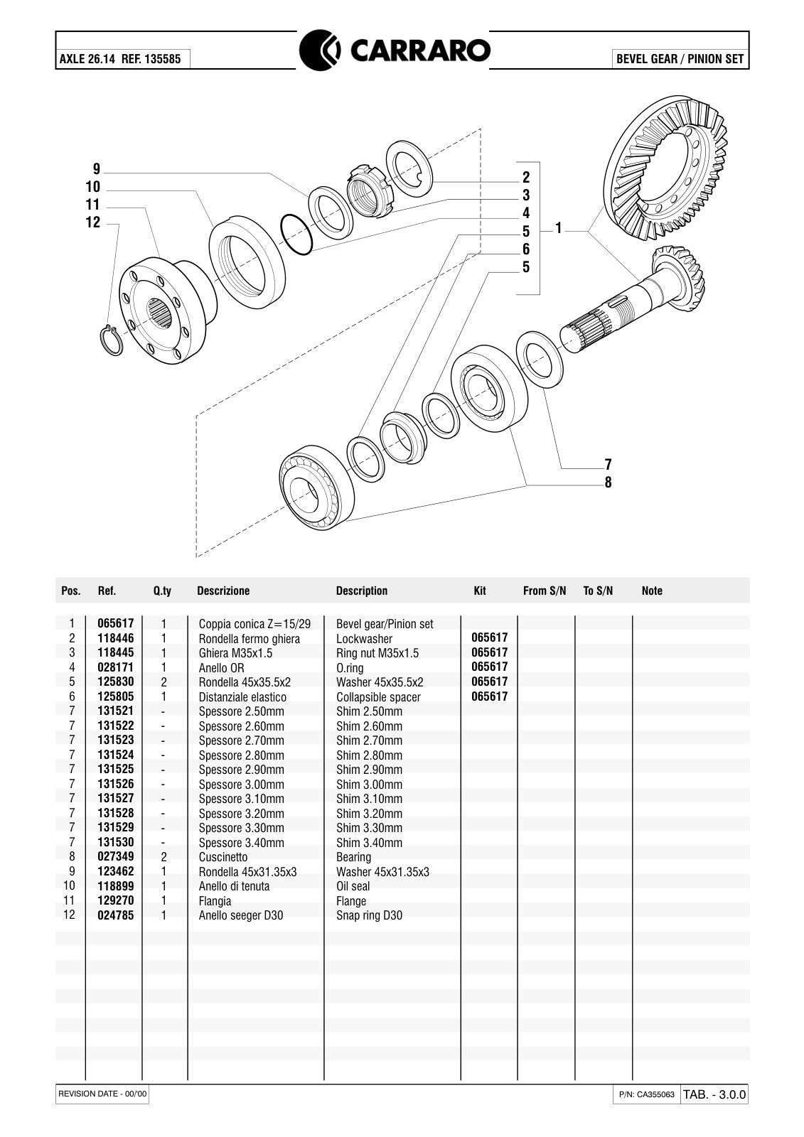 Carraro 26.14 Axle Parts Catalog (Ref. 135585) – sample page 2