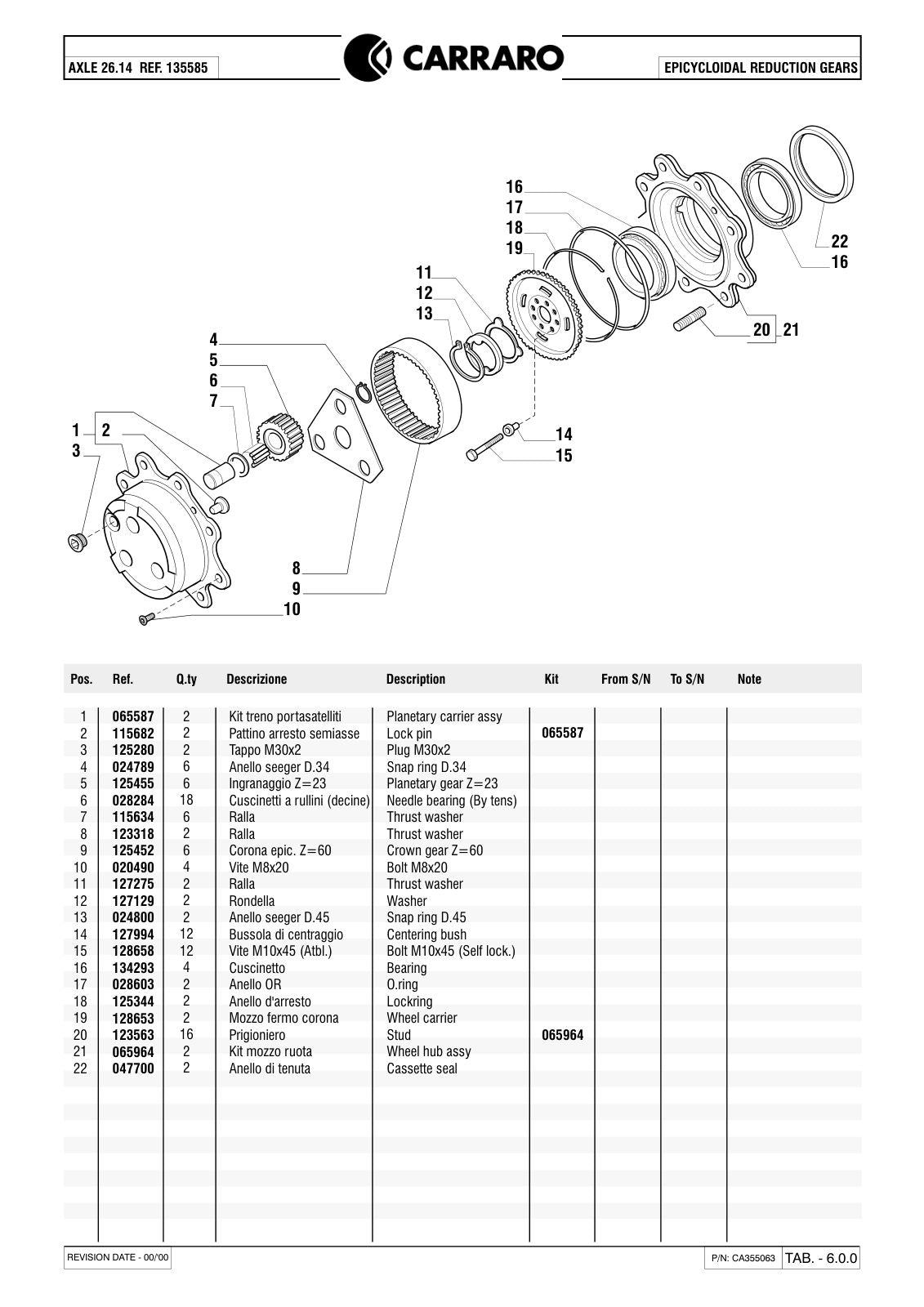 Carraro 26.14 Axle Parts Catalog (Ref. 135585) – sample page 3