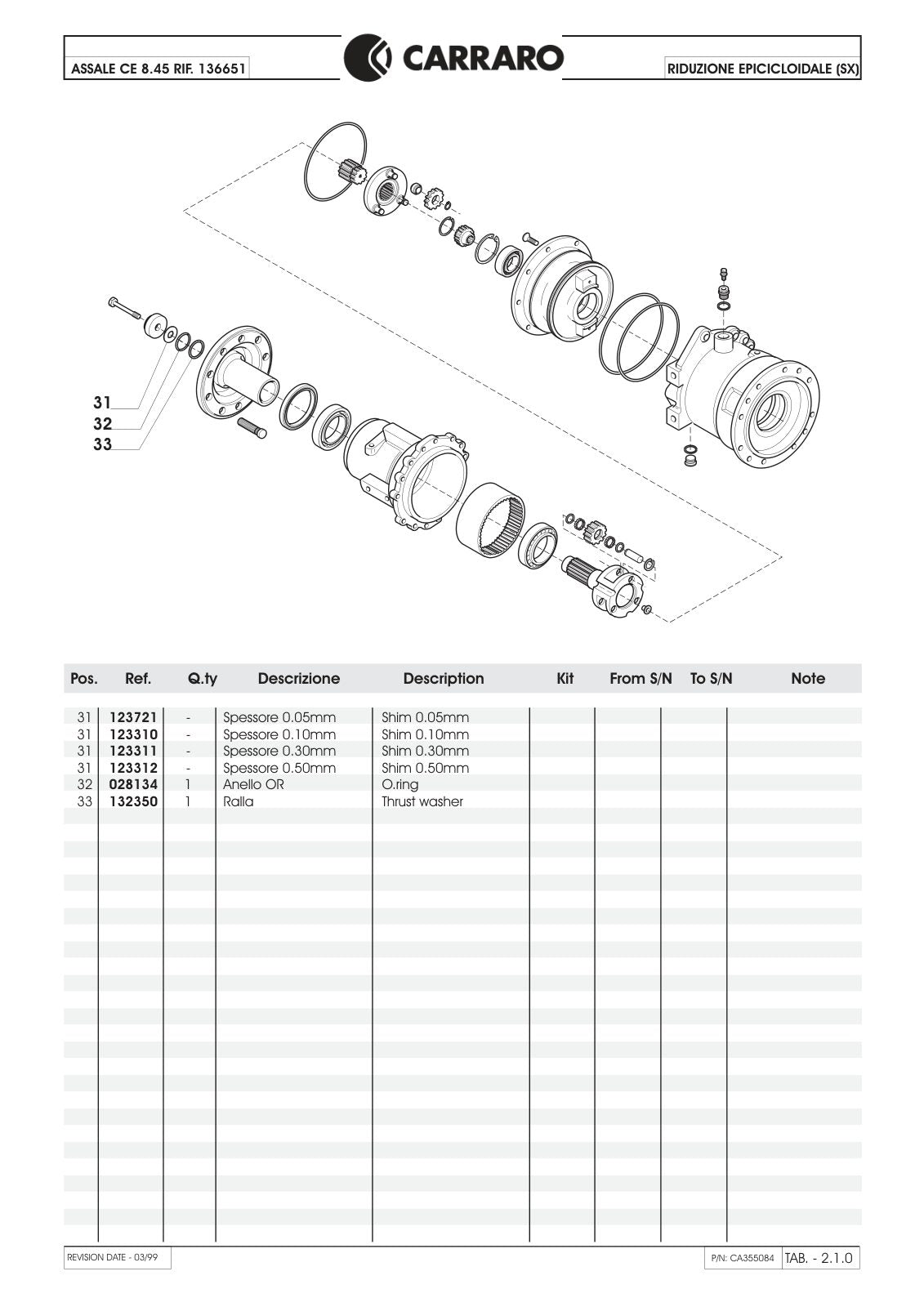 Carraro CE 8.45 Axle Parts Catalog (Ref. 136651) – sample page 2