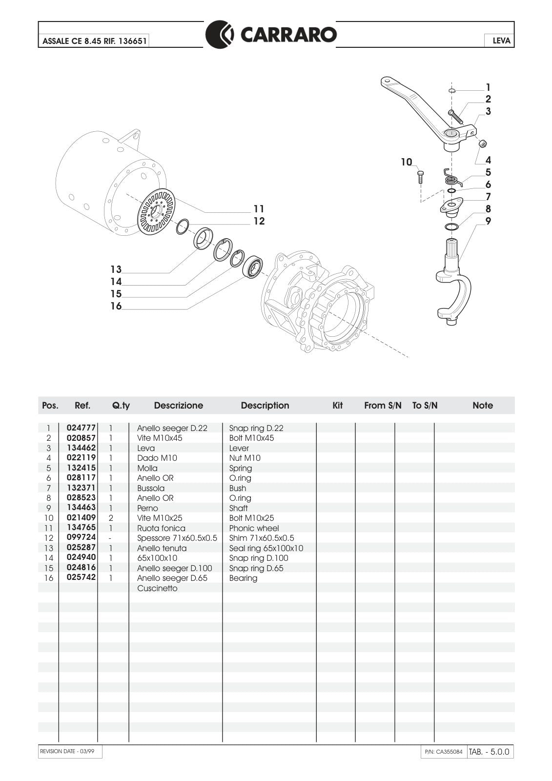 Carraro CE 8.45 Axle Parts Catalog (Ref. 136651) – sample page 3
