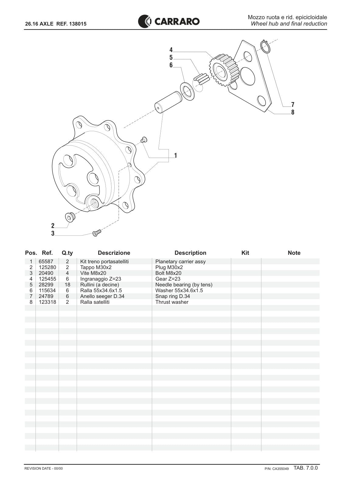 Carraro 26.16 Axle Parts Catalog (Ref. 138015) – sample page 3