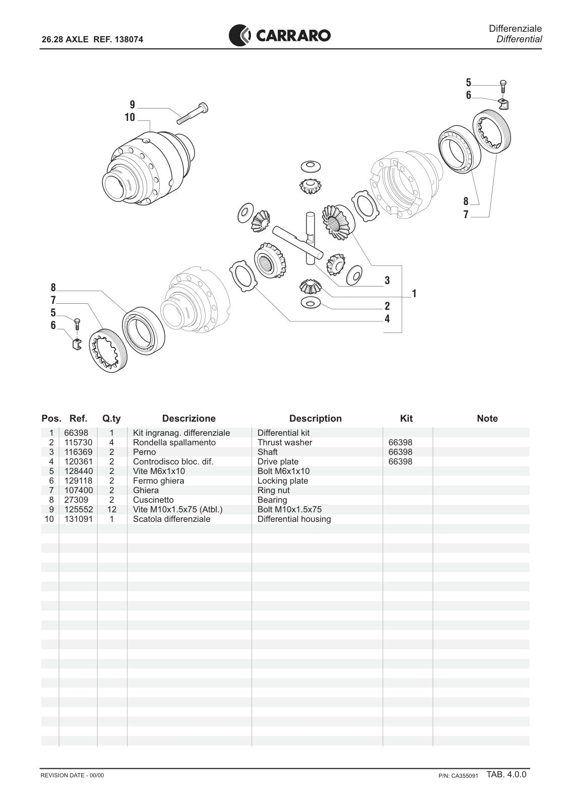 Carraro 26.28 Axle Parts Catalog (Ref. 138074) – sample page 2