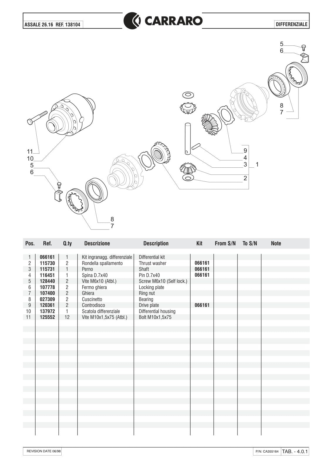 Carraro 26.16 Axle Parts Catalog (Ref. 138104) – sample page 2