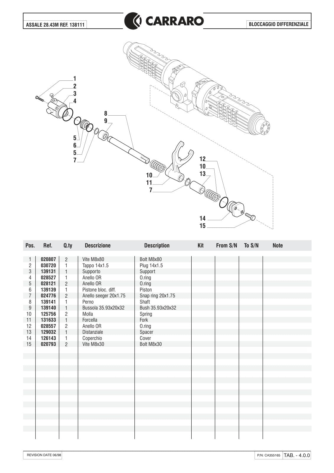 Carraro 28.43M Axle Parts Catalog (Ref. 138111) – sample page 2