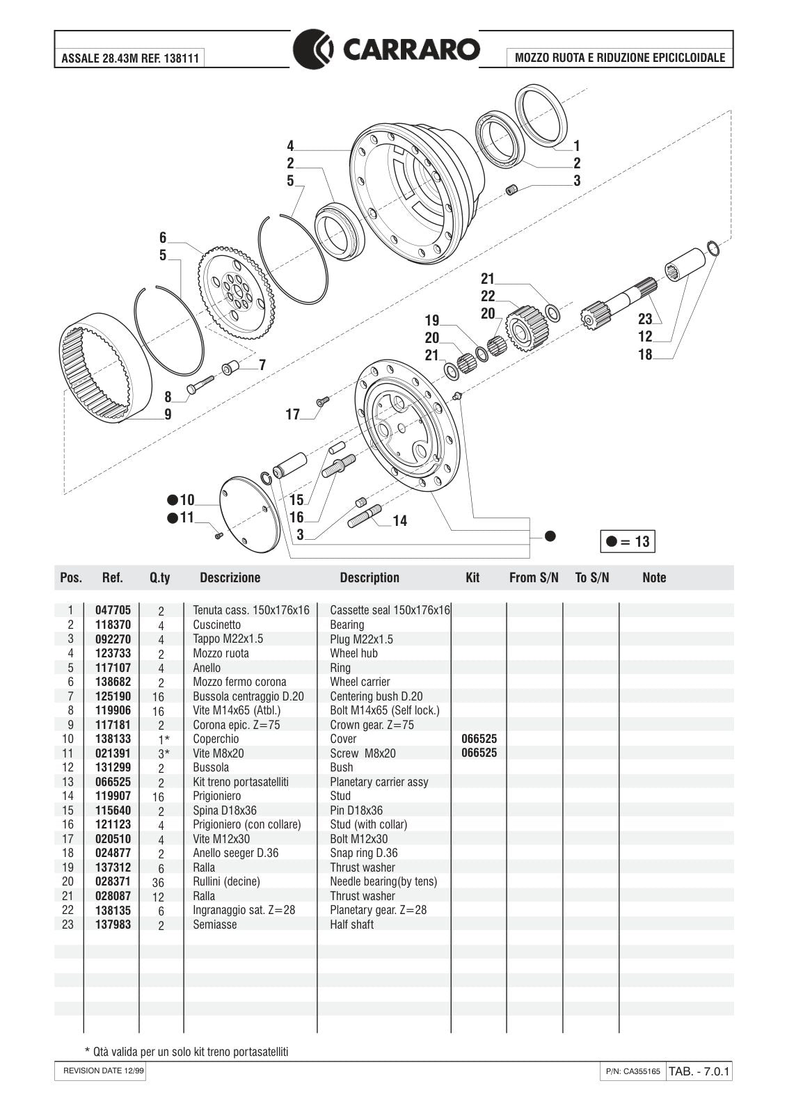 Carraro 28.43M Axle Parts Catalog (Ref. 138111) – sample page 3