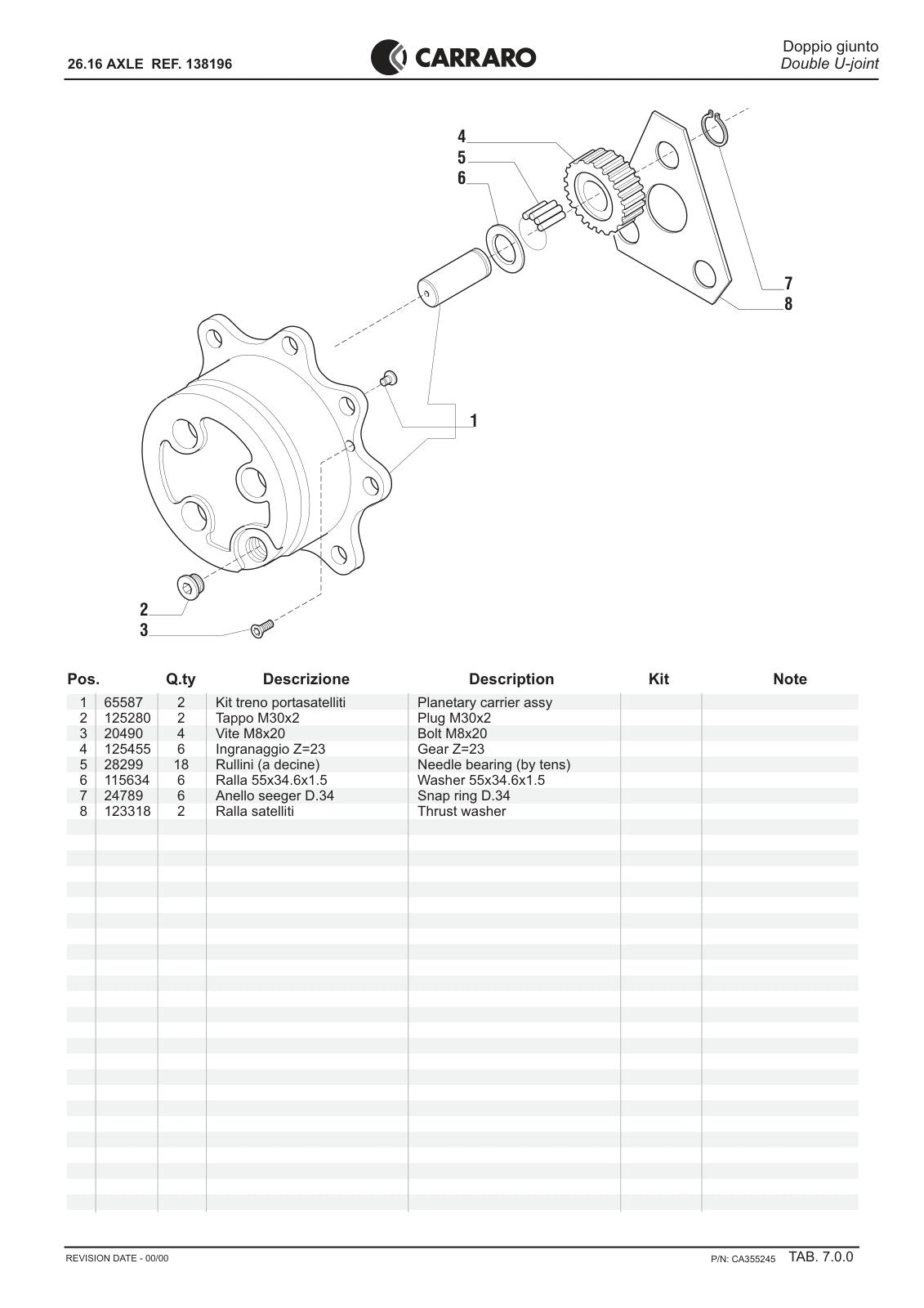 Carraro 26.16 Axle Parts Catalog (Ref. 138196) – sample page 3