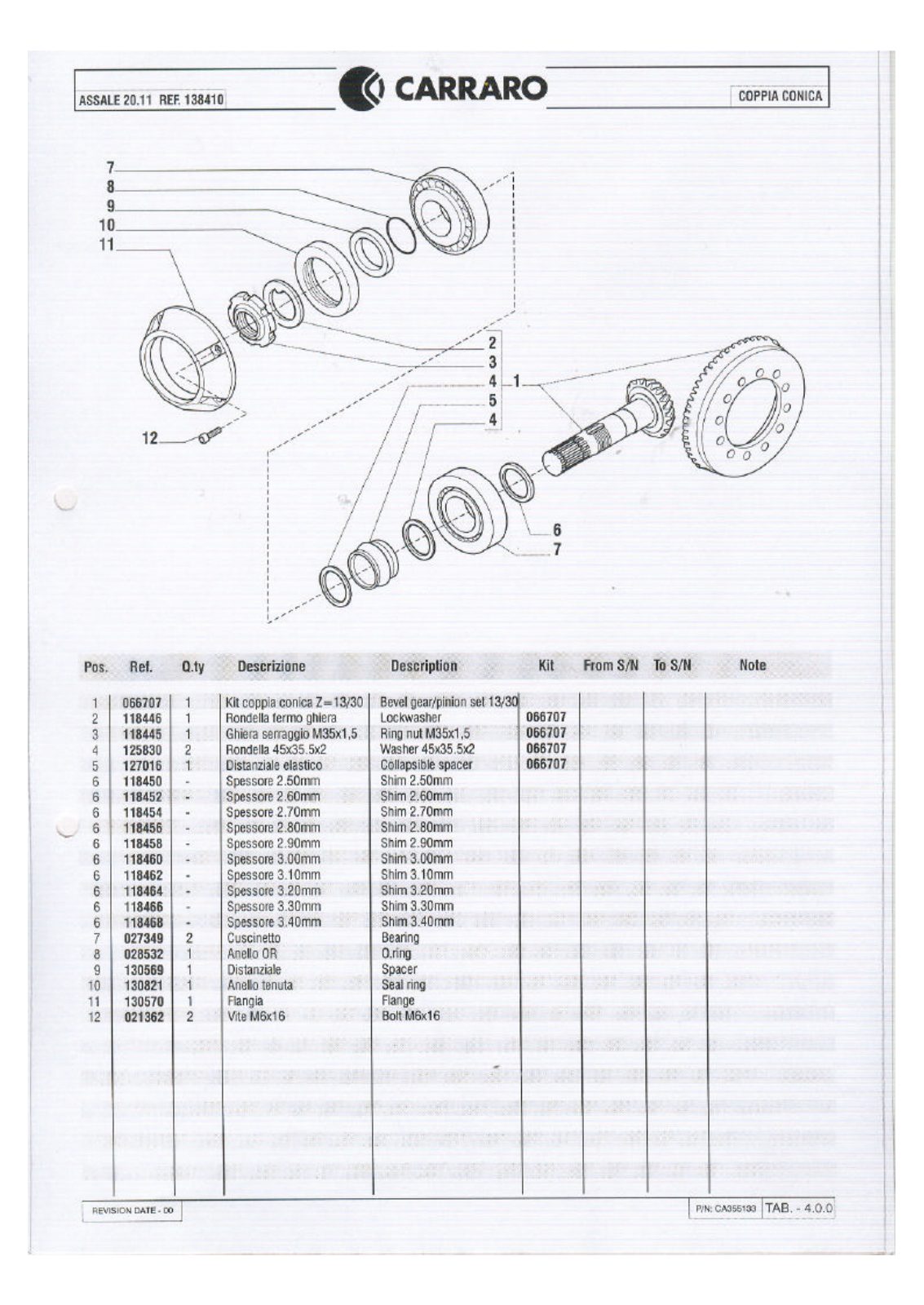 Carraro 20.11 Axle Parts Catalog (Ref. 138410, 138409) – sample page 2