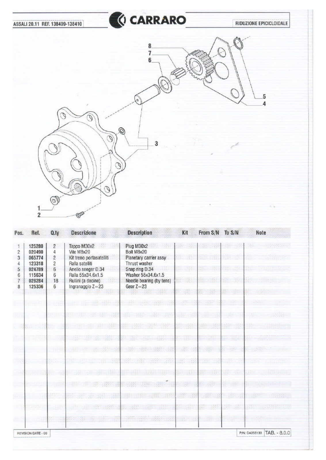 Carraro 20.11 Axle Parts Catalog (Ref. 138410, 138409) – sample page 3