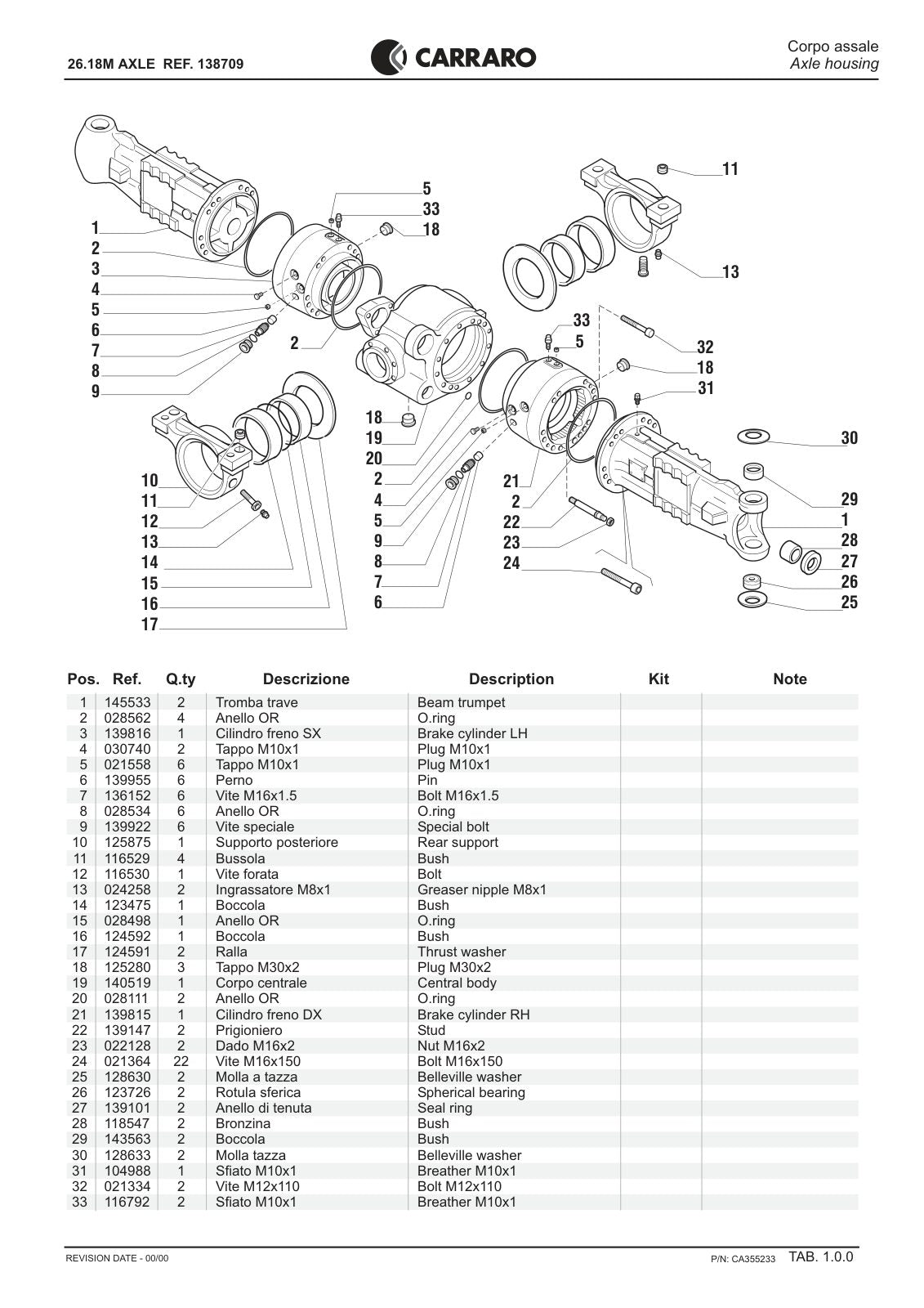 Carraro 26.18M Axle Parts Catalog (Ref. 138709) – sample page 1