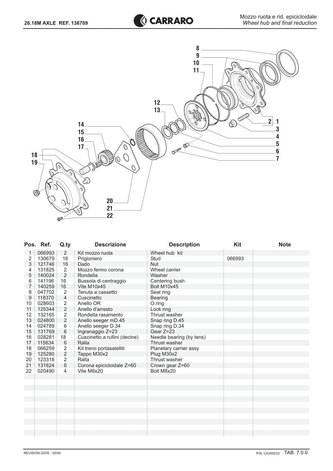 Carraro 26.18M Axle Parts Catalog (Ref. 138709) – sample page 3