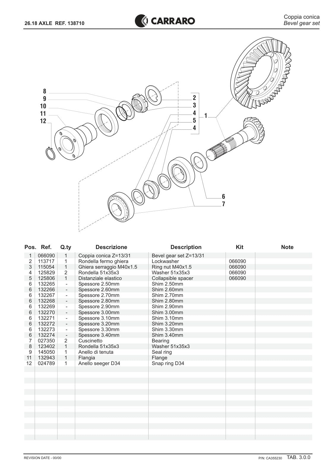 Carraro 26.18 Axle Parts Catalog (Ref. 138710) – sample page 2