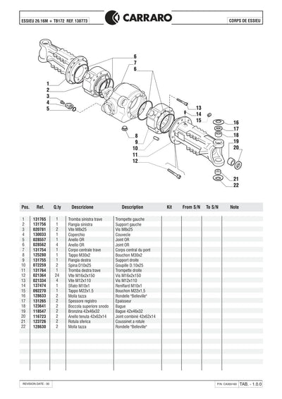 Carraro 26.16M + TB172 Axle with Transfer Box Parts Catalog (Ref. 138773) – sample page 1