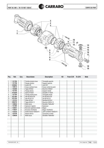 Carraro 26.18M + TB172 Axle with Transfer Box Parts Catalog (Ref. 139243) – sample page 1