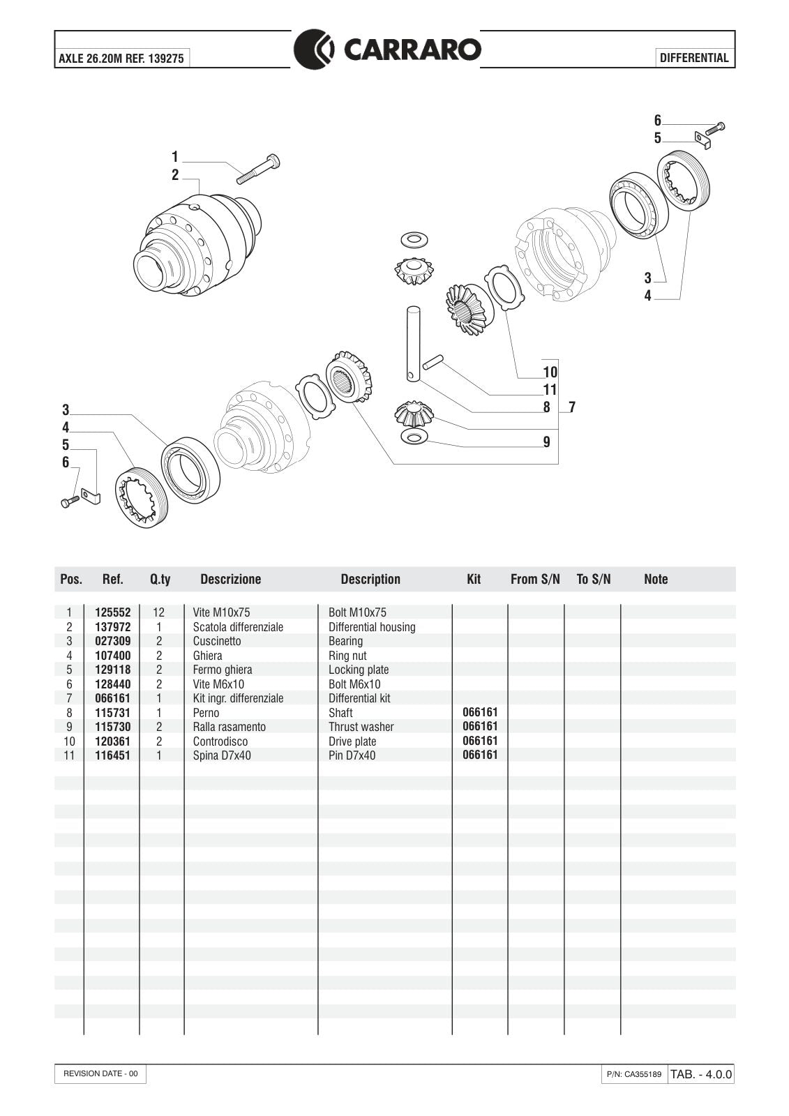 Carraro 26.20M Axle Parts Catalog (Ref. 139275) – sample page 2