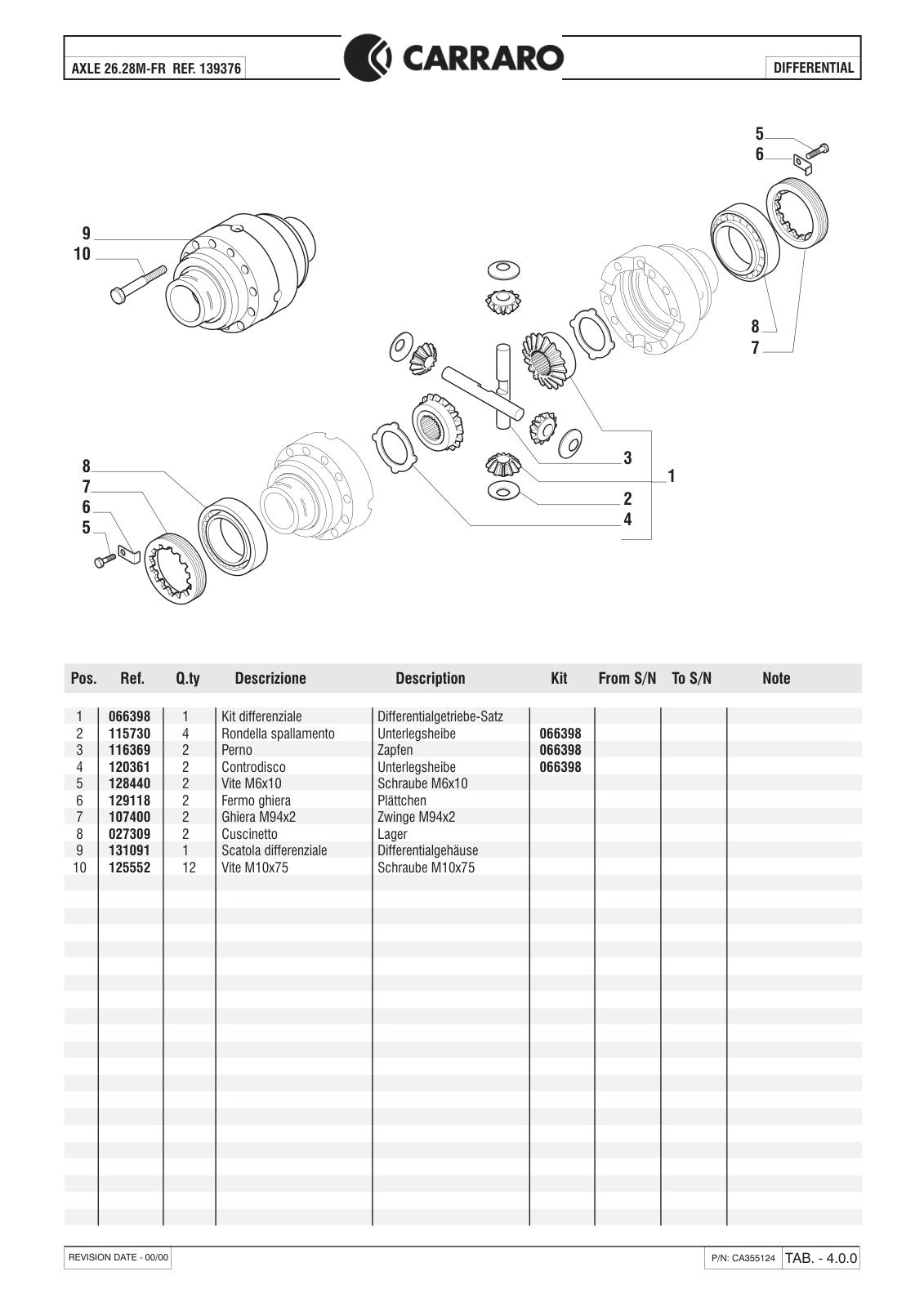Carraro 26.28M-FR Axle Parts Catalog (Ref. 139376) – sample page 2