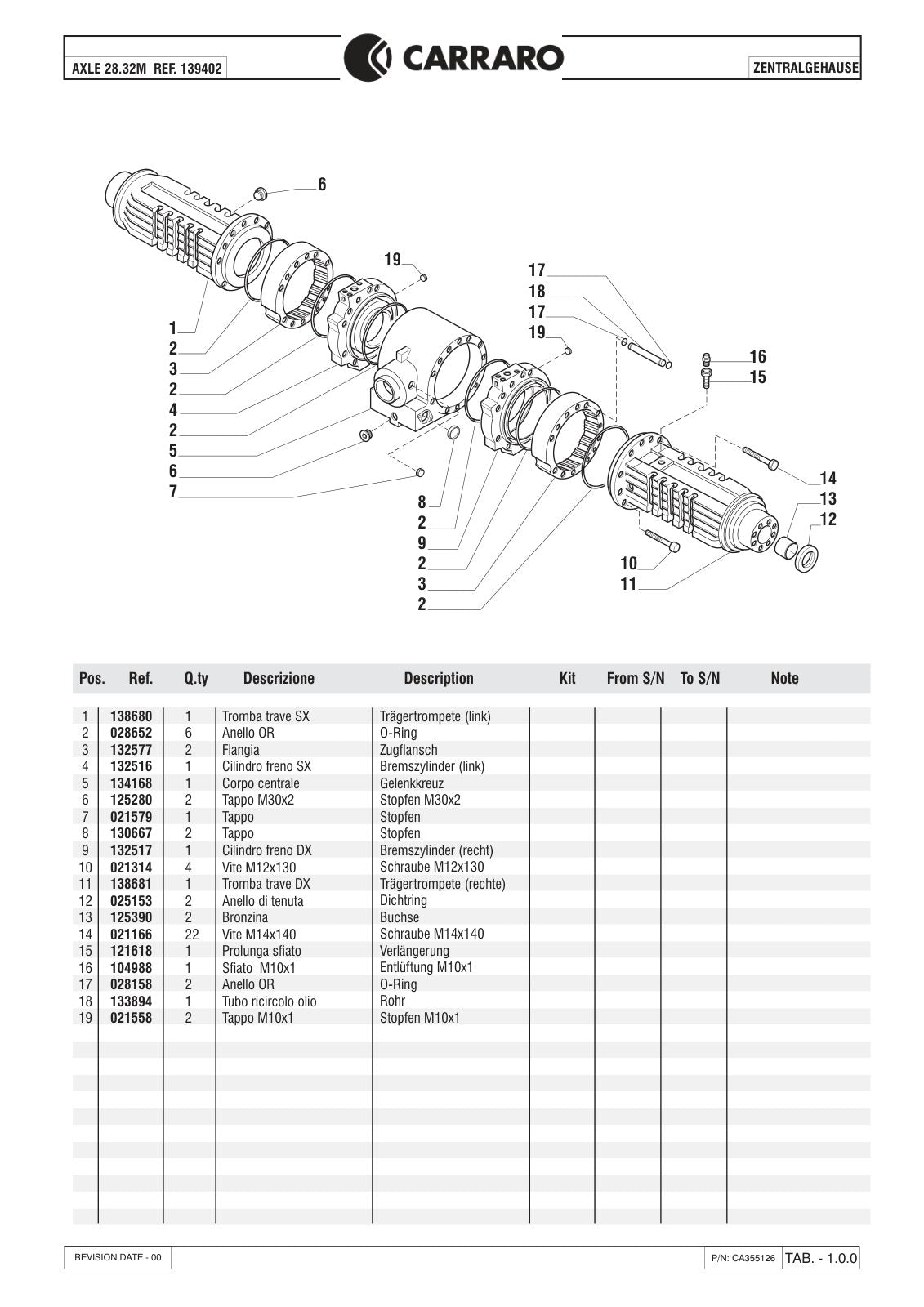 Carraro 28.32M Axle Parts Catalog (Ref. 139402) – sample page 1