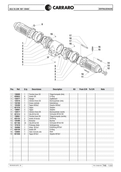 Carraro 28.32M Axle Parts Catalog (Ref. 139402) – sample page 1