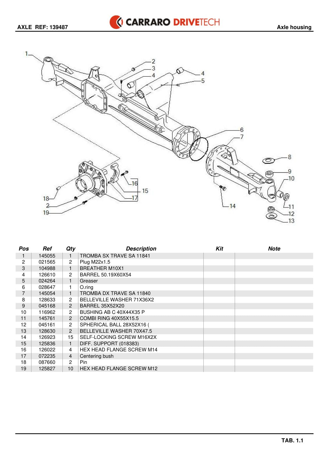 Carraro Axle Parts Catalog (Ref. 139487) – sample page 1